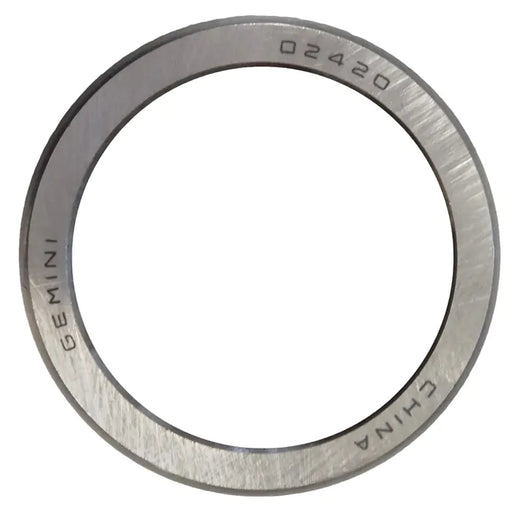 Metallic ring with 'Gemini' branding on a white background