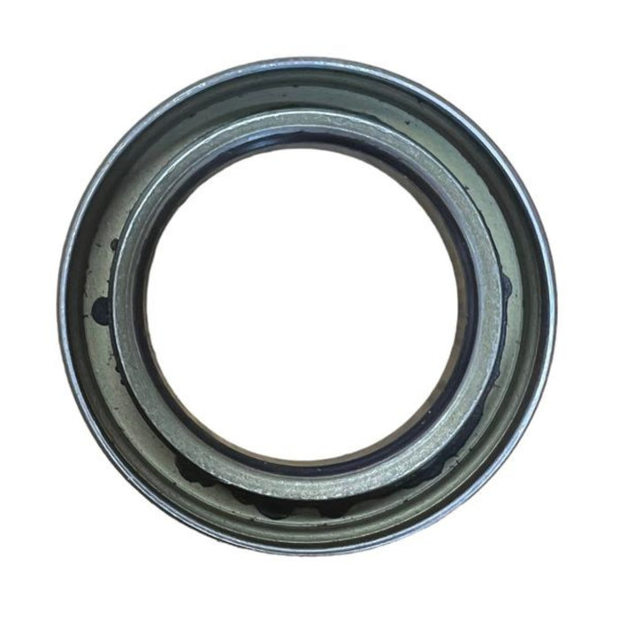 Metallic oil seal on a white background