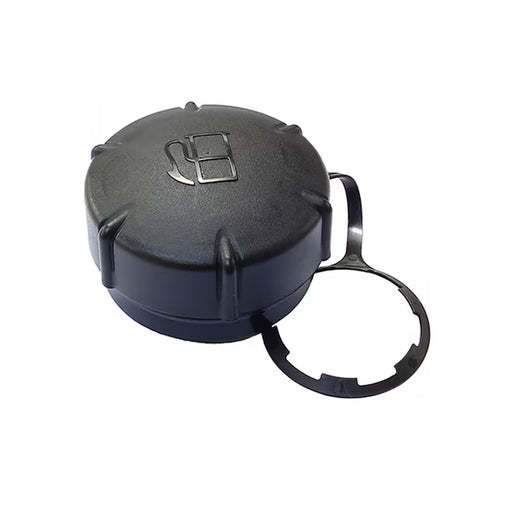 Black retractable measuring tape with a keyring on a white background