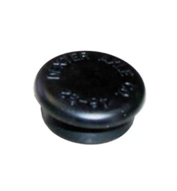 Black rubber grommet on a white background