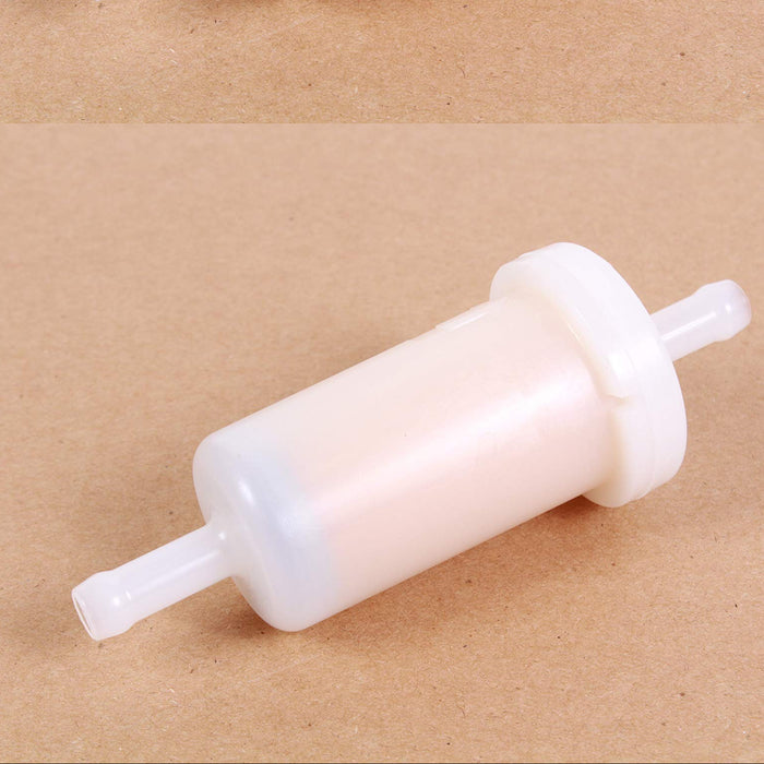 Two white plastic filters on a beige background