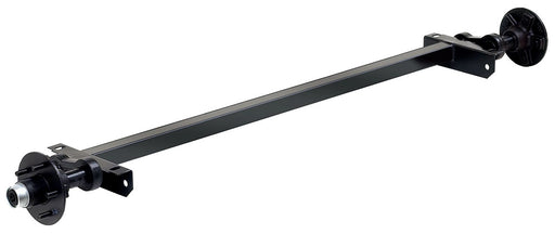 Black metal rod with wheels on a white background