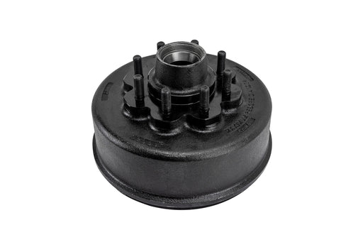 Black mechanical component on a white background