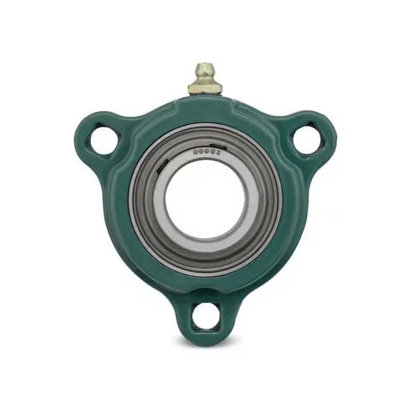 Green mechanical bearing component on a white background