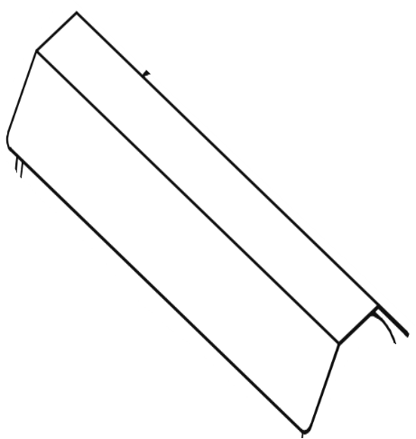 Line drawing of a rectangular object with rounded edges on a white background