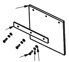 Diagram of a wall-mounted panel with screws and brackets