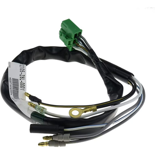 Electrical wiring harness with connectors on a white background