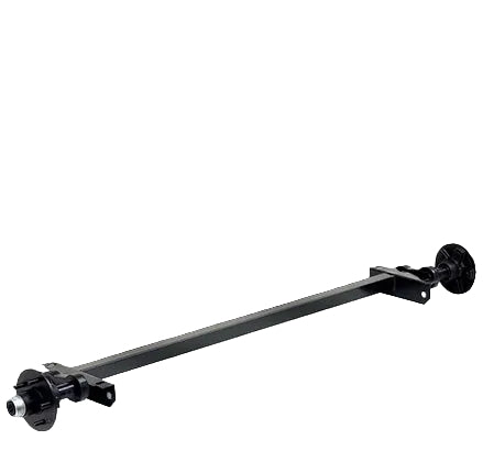 Black metal rod with wheels on a white background