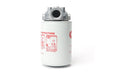 Fuel filter with red instructions on a white background