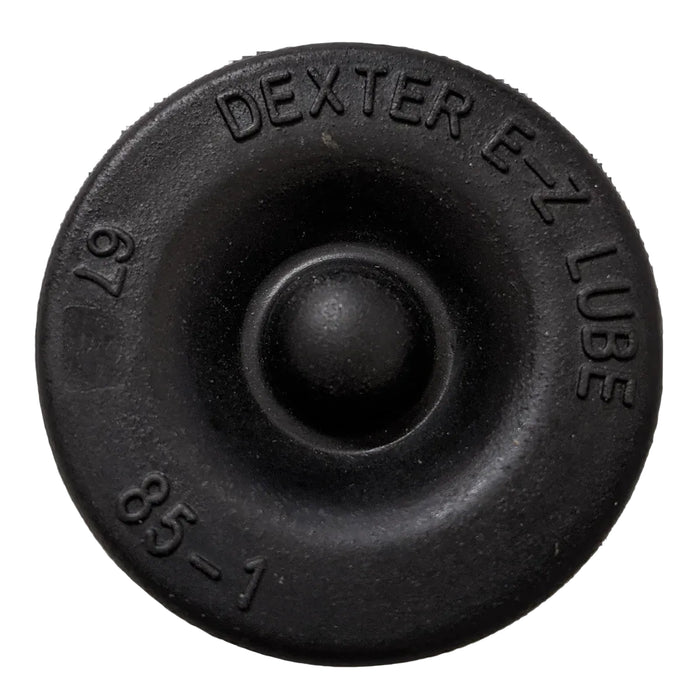 Black rubber grommet with 'Dexter E-Z Lube' branding on a white background