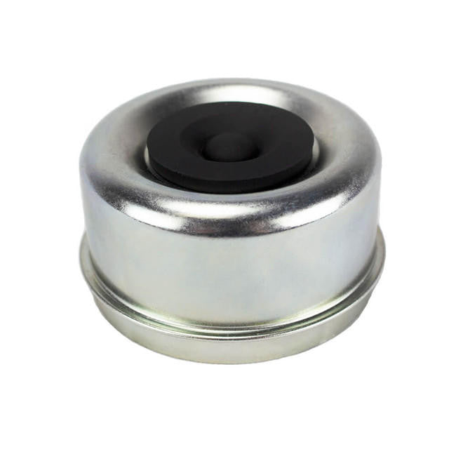 Metallic mechanical component with black center on a white background